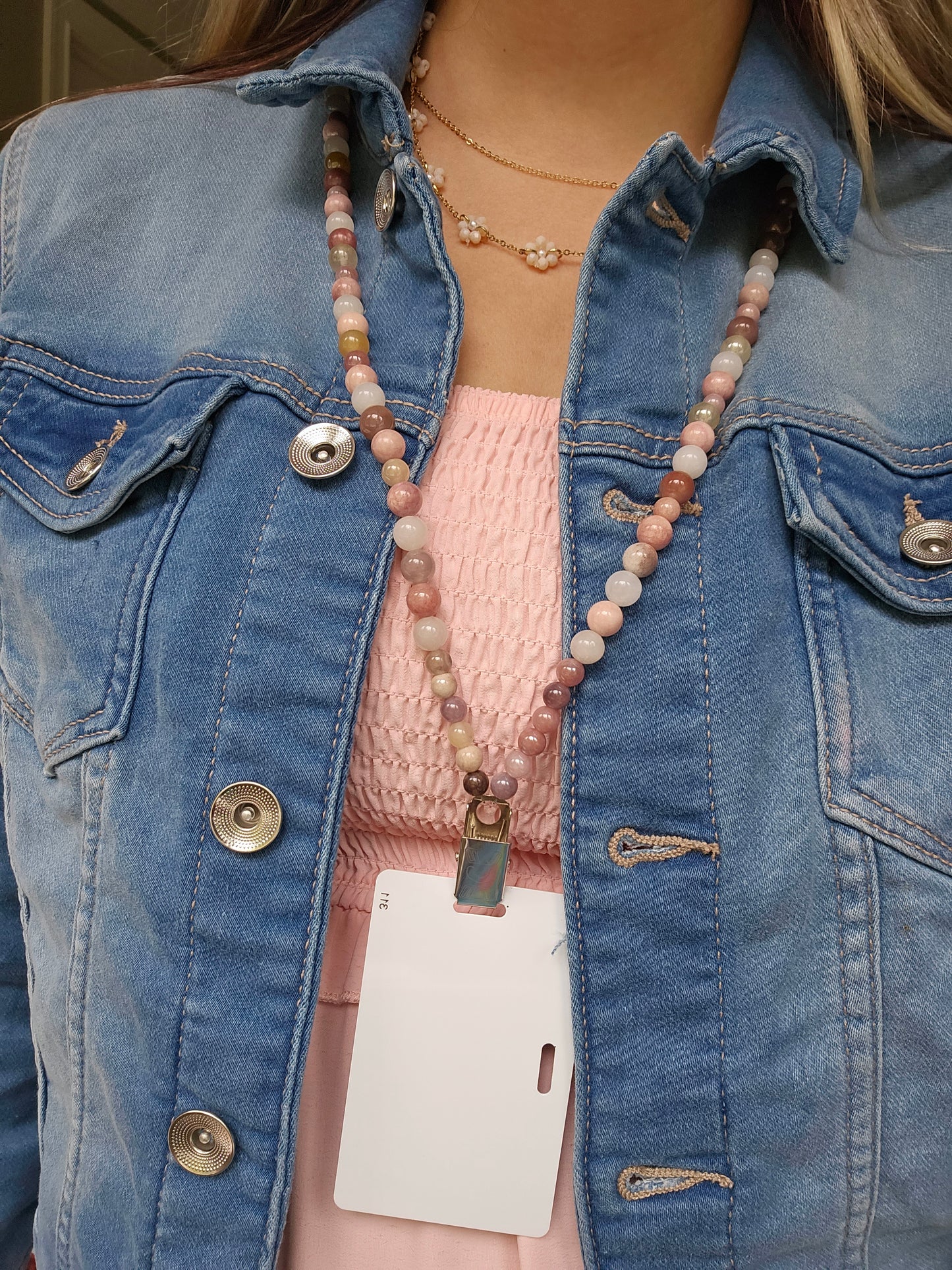 Sunstone & White Quartz Lanyard