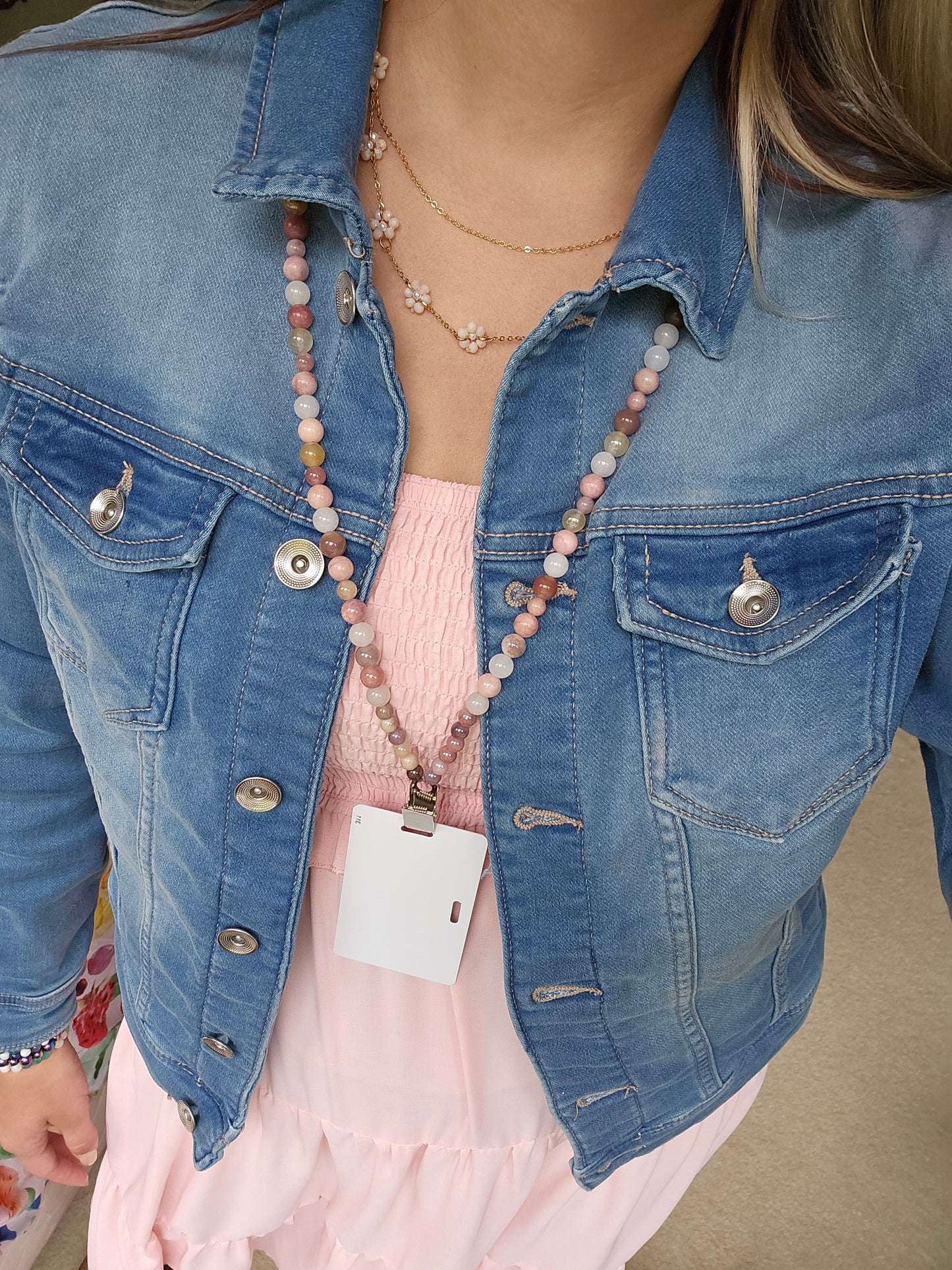 Sunstone & White Quartz Lanyard