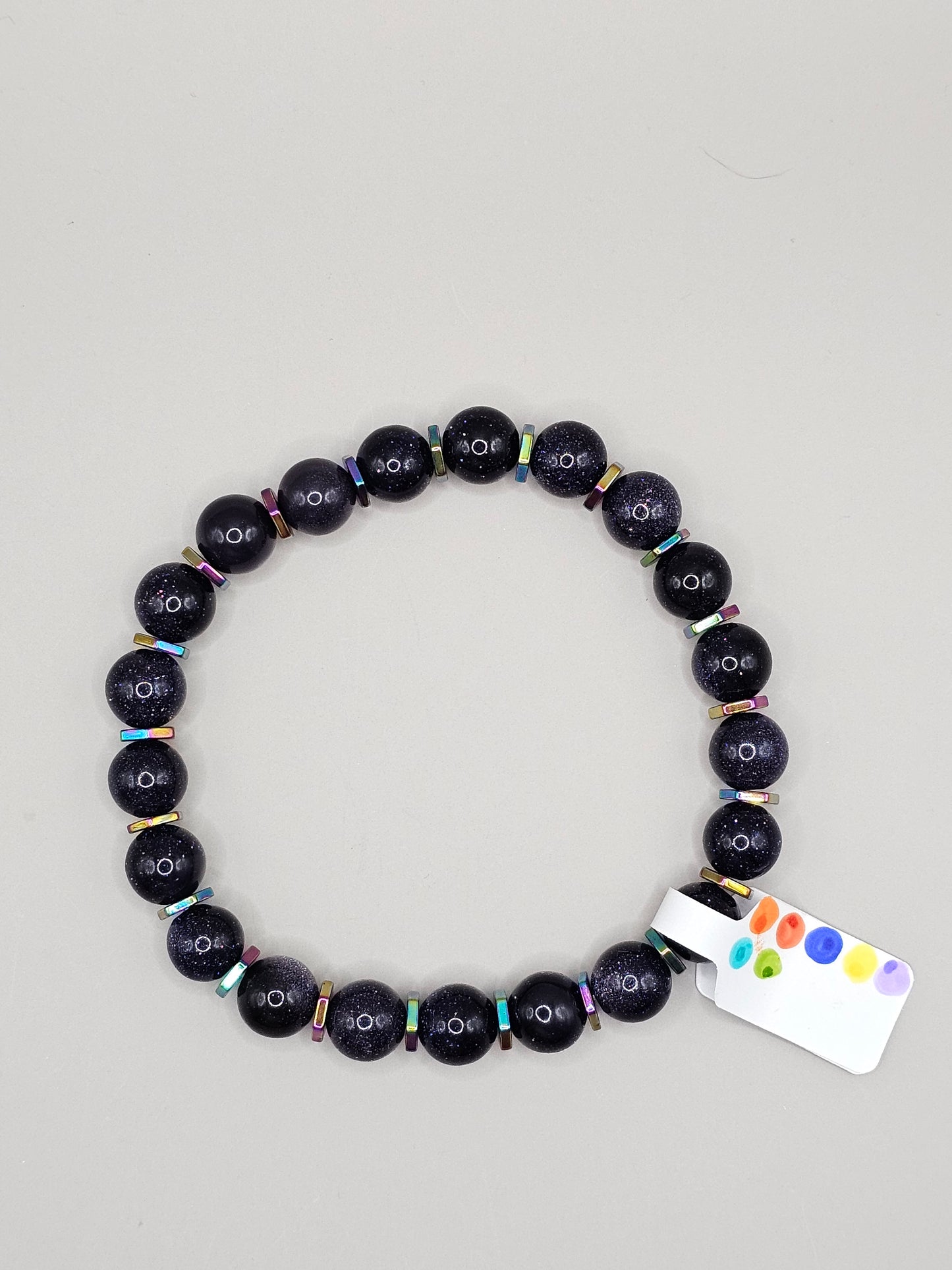 Midnights Era Bracelet- Blue Goldstone & Rainbow Hematite