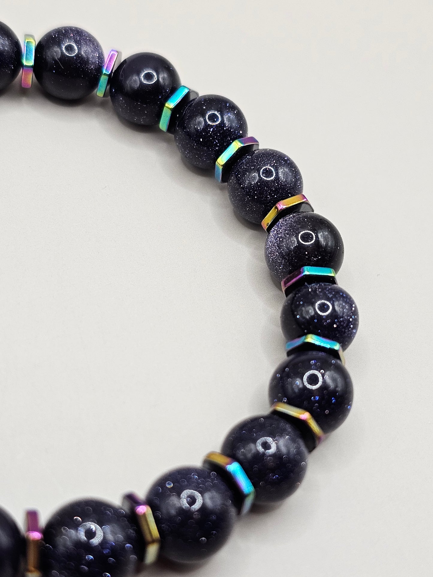 Midnights Era Bracelet- Blue Goldstone & Rainbow Hematite
