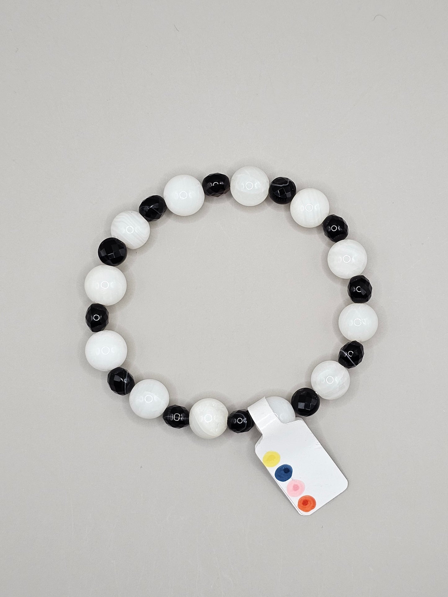Black Tuxedo Agate & Shell Bracelet