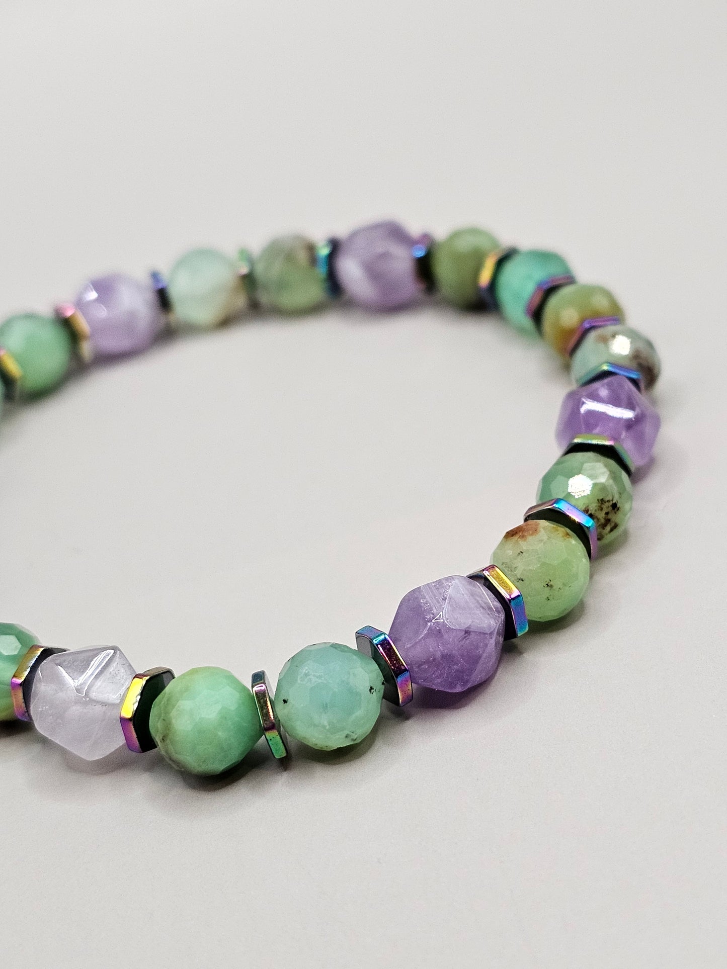 Mommy & Me Bracelet Set - Chrysoprase, Amethyst, & Hematite