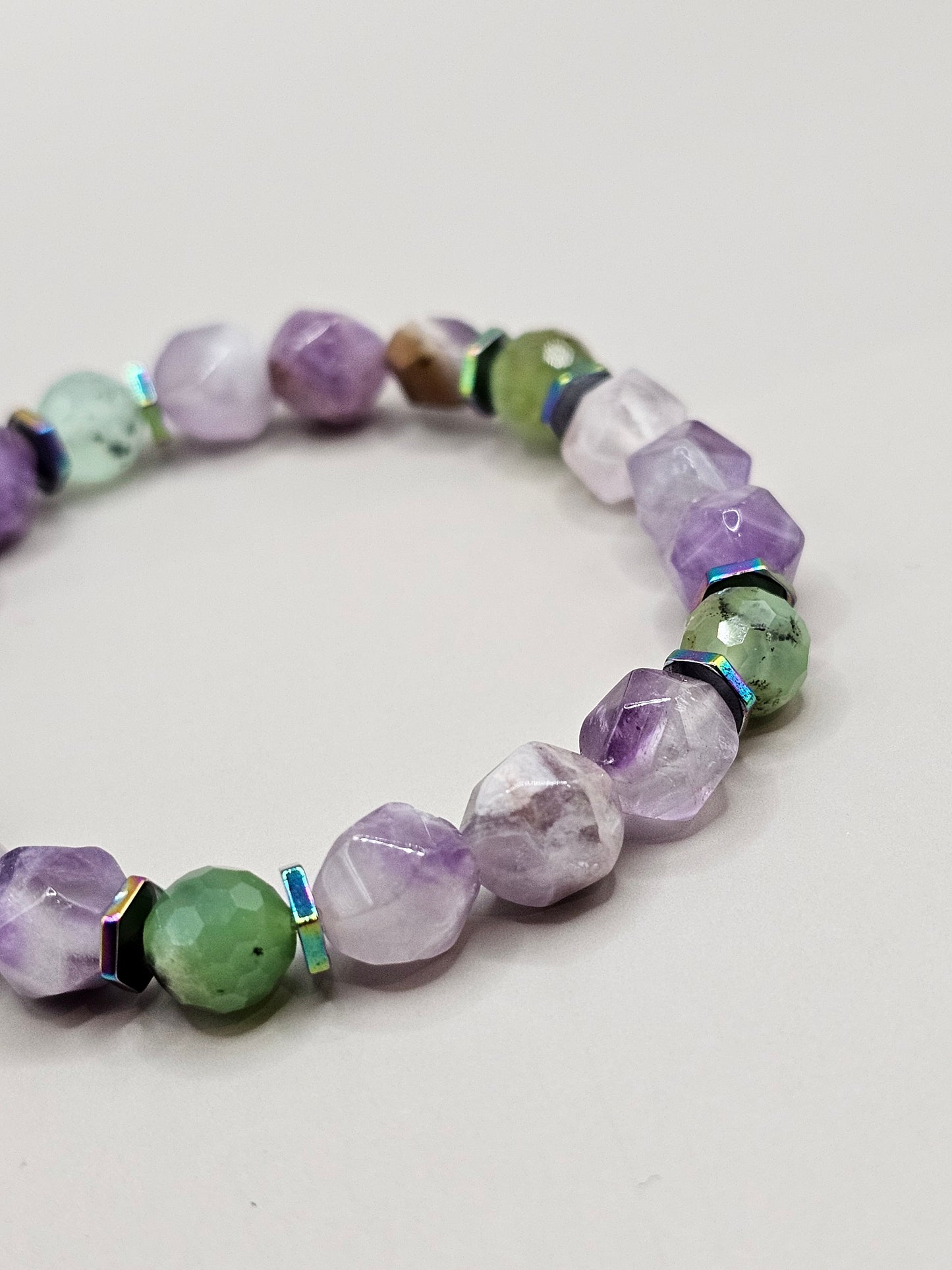 Mommy & Me Bracelet Set - Chrysoprase, Amethyst, & Hematite