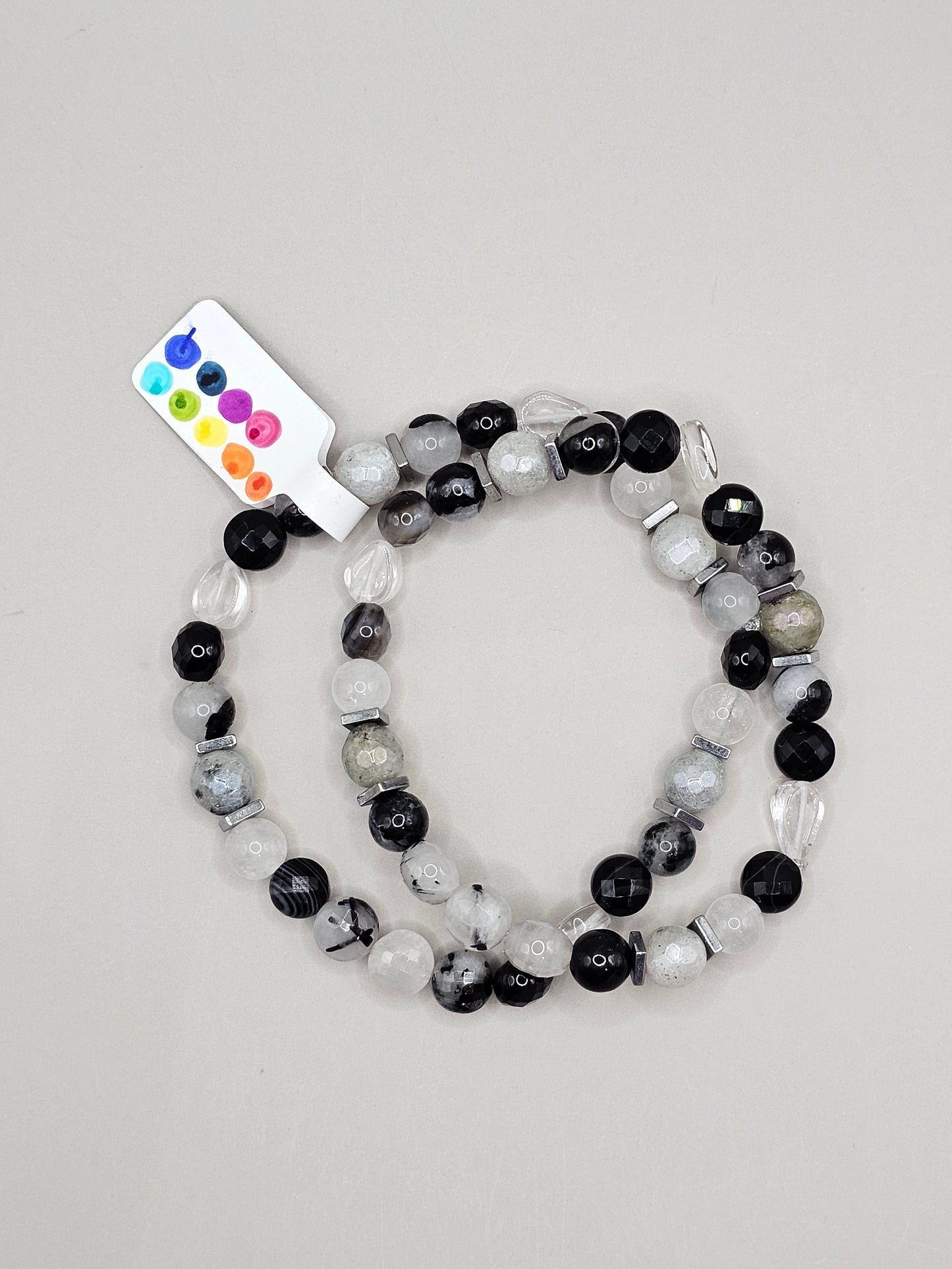 Mommy & Me Bracelet Set - Veins of Pitch Black Ink Bracelet