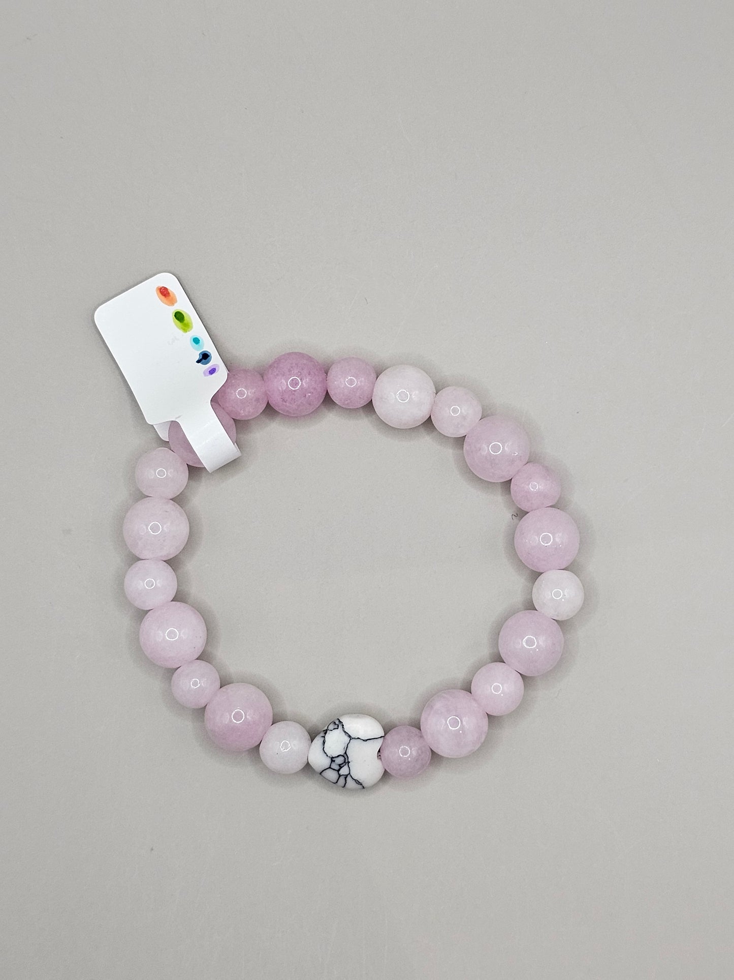 Mommy & Me Bracelet Set - Kunzite & Howlite Heart Bracelet