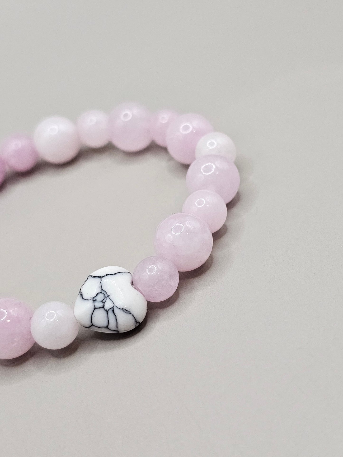Mommy & Me Bracelet Set - Kunzite & Howlite Heart Bracelet