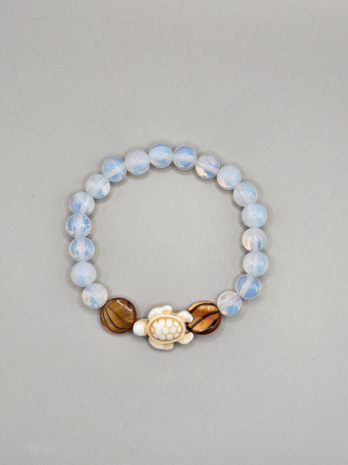 Wave Rider Opal, Shell, and Wagnerite Bracelet