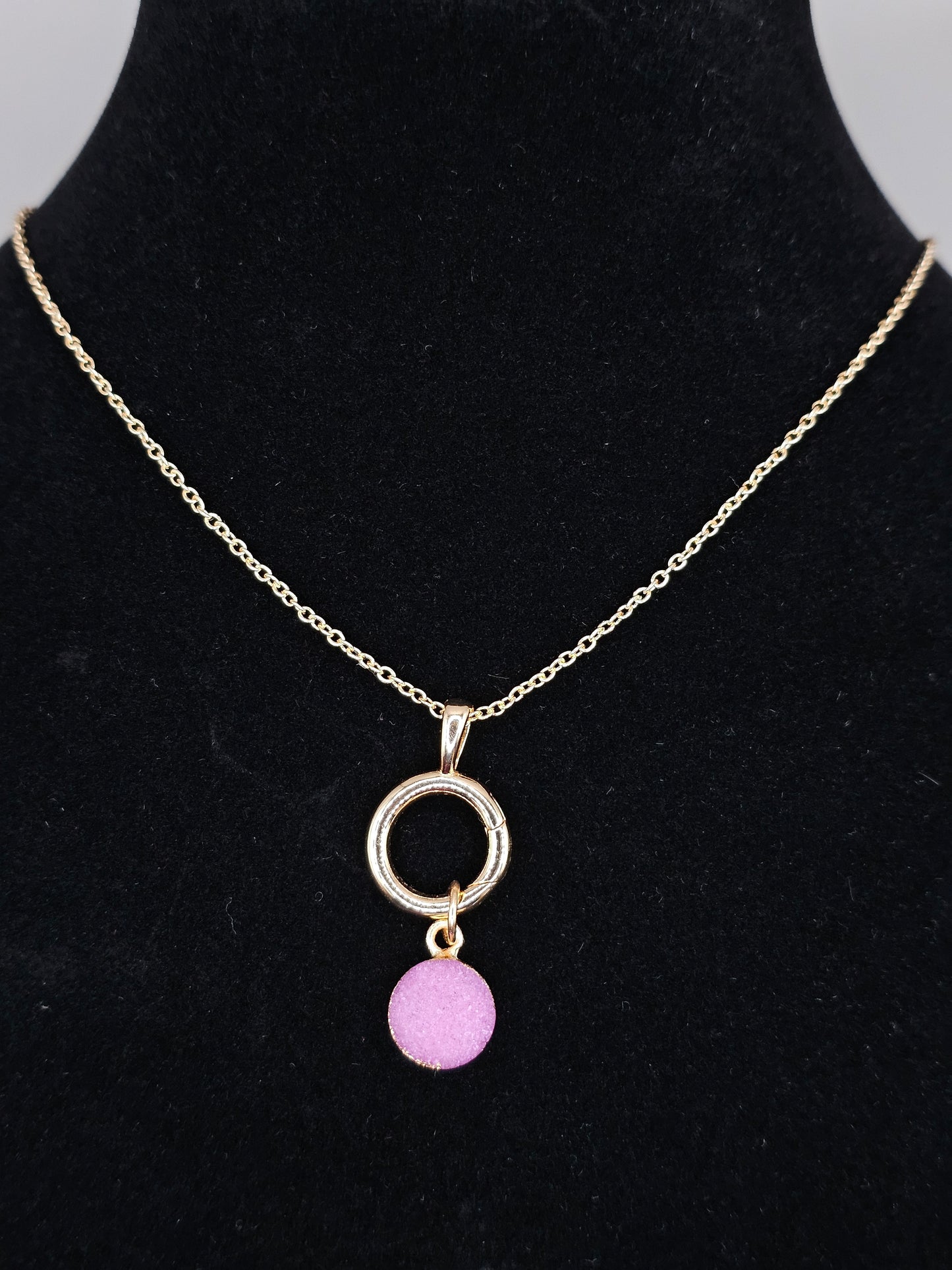 Pink Druzy Quartz Necklace