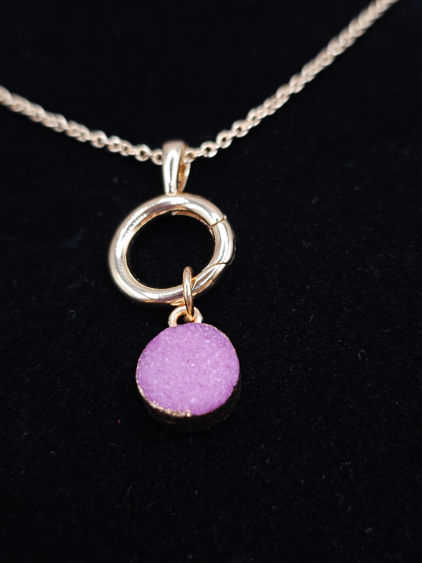 Pink Druzy Quartz Necklace