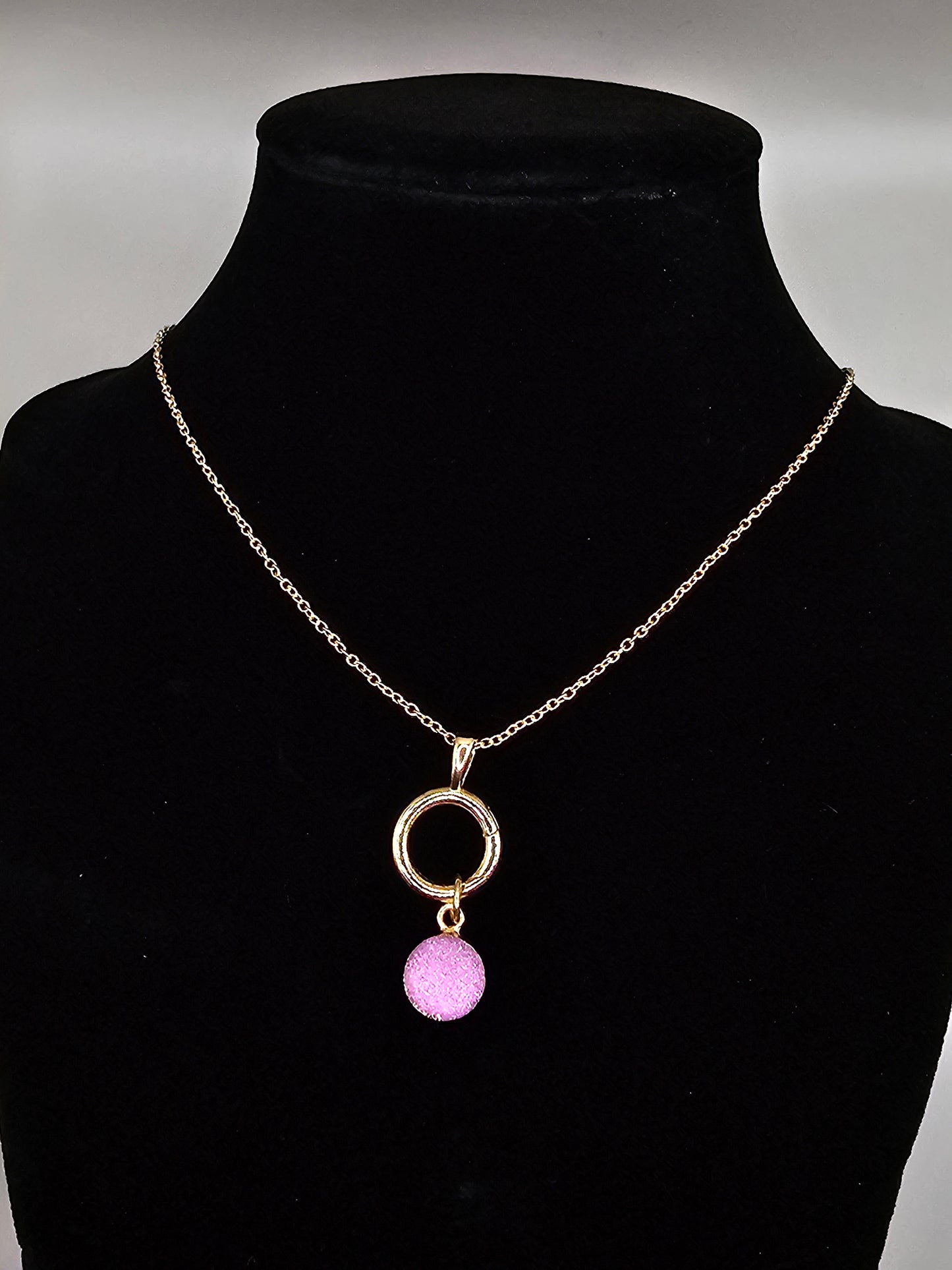 Pink Druzy Quartz Necklace