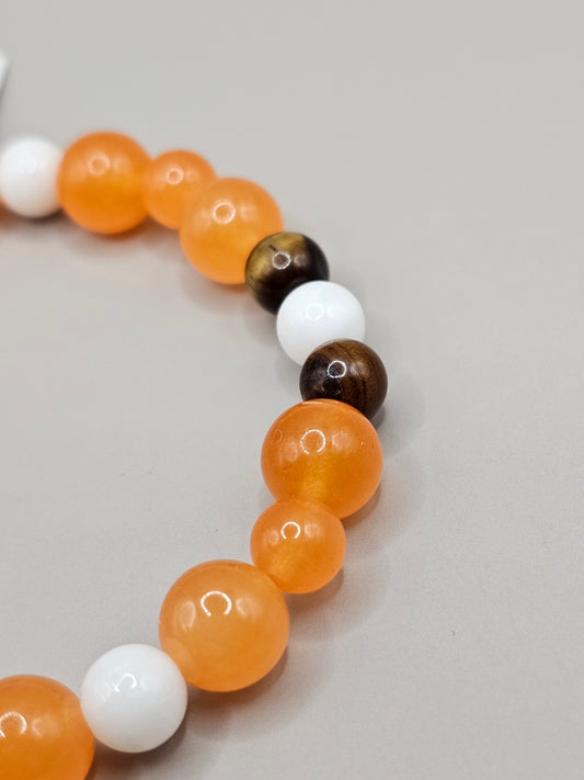 Brown, Orange, & White Game Day Bracelet