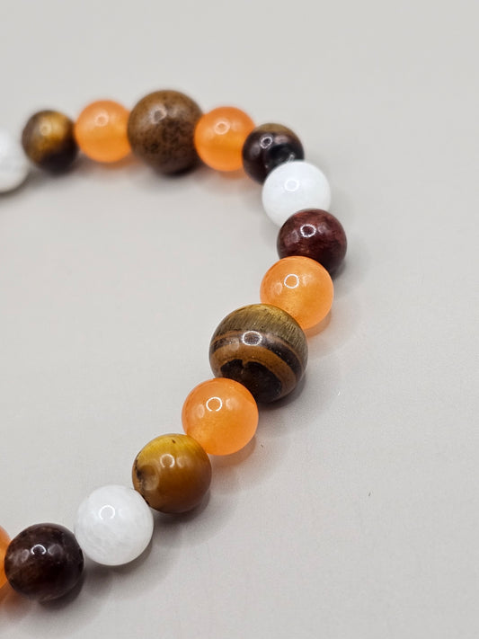 Brown, Orange, & White Game Day Bracelet