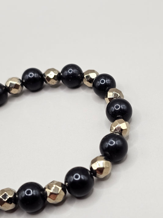 Black and Gold Bracelet- Hematite & Jasper