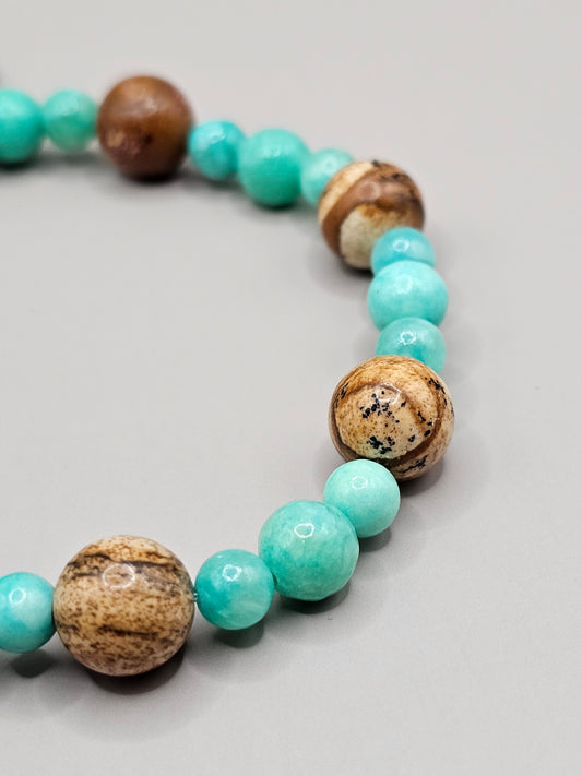 Green Quartzite & Picture Jasper Bracelet