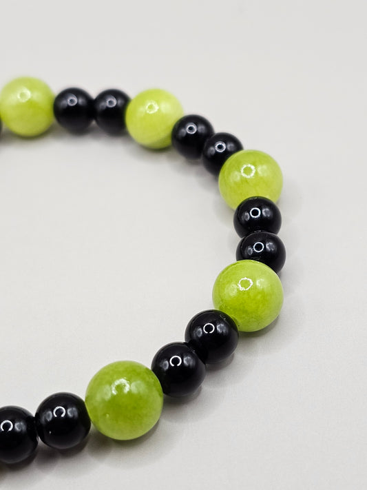 Green Jade & Black Agate Bracelet