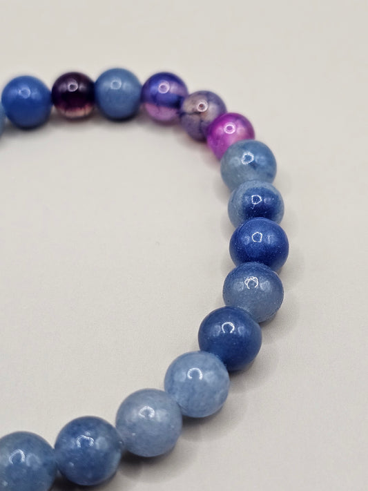 Blue Aventurine & Purple Dragon Vein Agate Bracelet