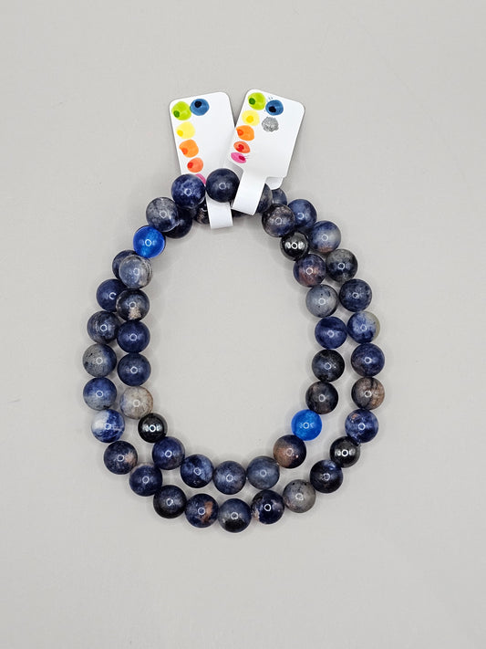 Mommy & Me Bracelet Set - Sodalite, Hematite, & Blue Chalcedony