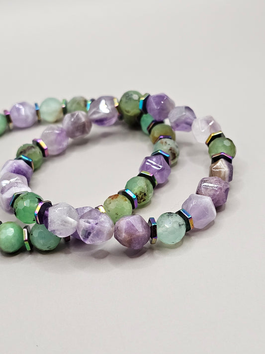 Mommy & Me Bracelet Set - Chrysoprase, Amethyst, & Hematite