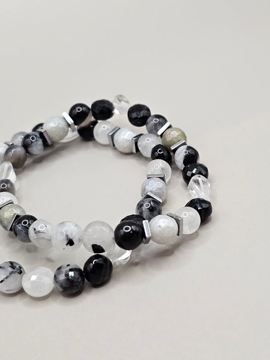 Mommy & Me Bracelet Set - Veins of Pitch Black Ink Bracelet