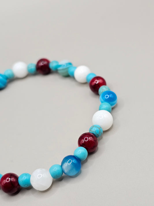 Red, White, & Turquoise Bracelet