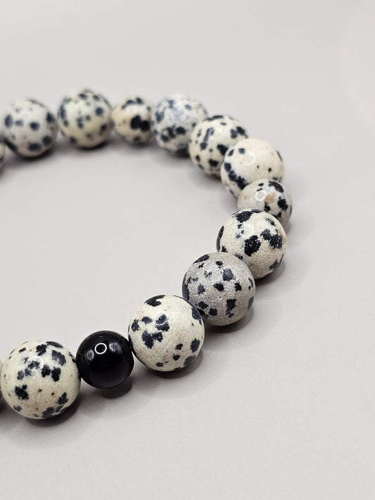 Dalmatian & Black Jasper Bracelet