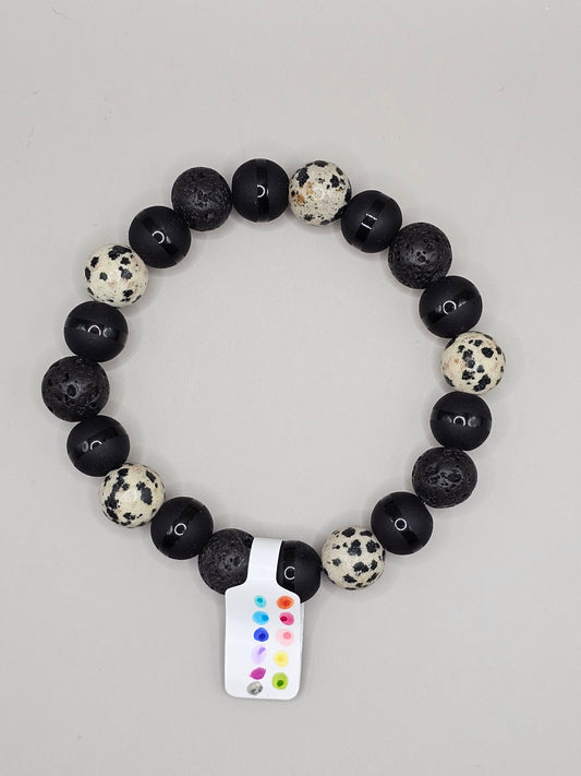 Black Onyx & Dalmatian Jasper Bracelet