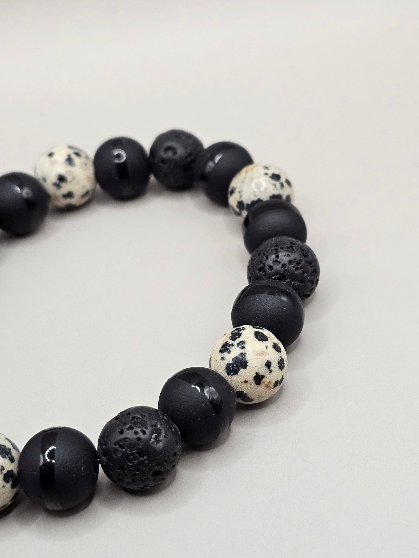 Black Onyx & Dalmatian Jasper Bracelet