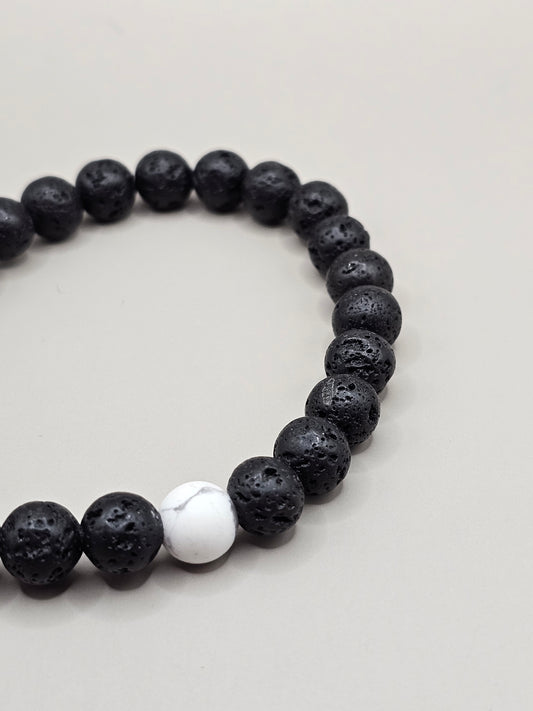 Lava Stone & Howlite Men's Bracelet