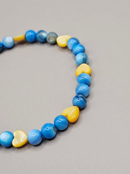 Blue & Yellow Shell Heart Bracelet *Limited Edition*