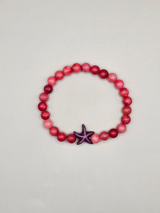 Eternal Starfish Pink Agate and Wagnerite bracelet