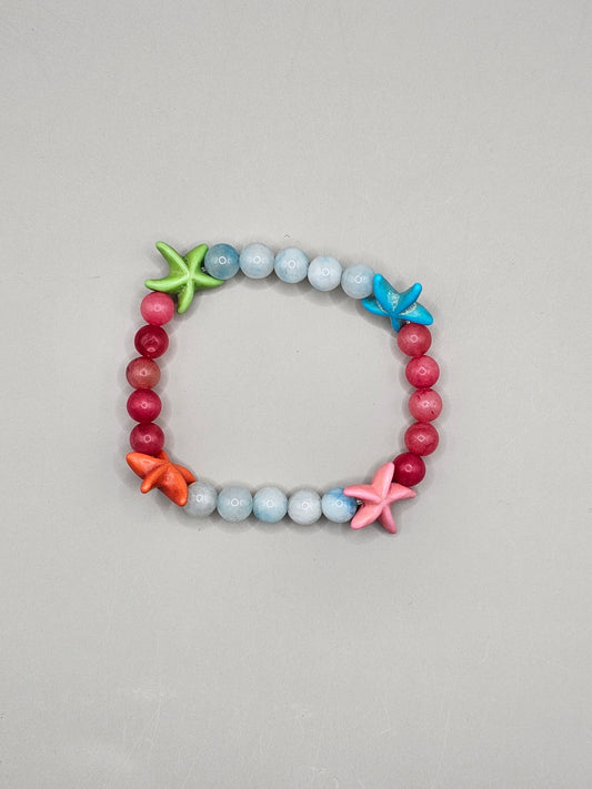 Rainbow Starfish Agate and Wagnerite Bracelet