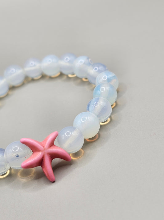 Pink Starfish Opal and Wagnerite Bracelet