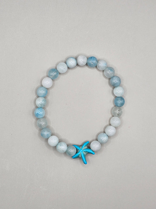 Blue Starfish Agate and Wagnerite Bracelet