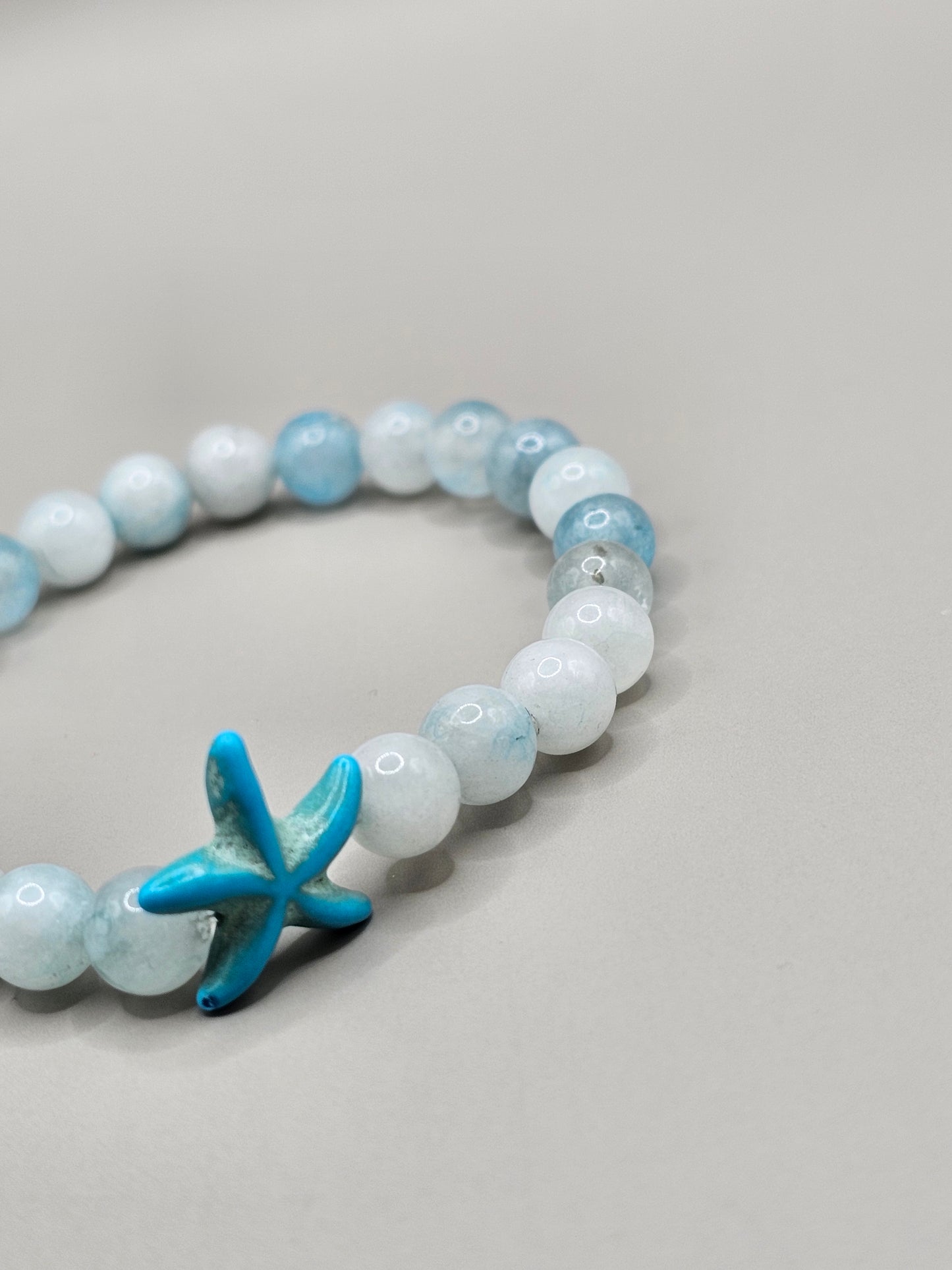 Blue Starfish Agate and Wagnerite Bracelet