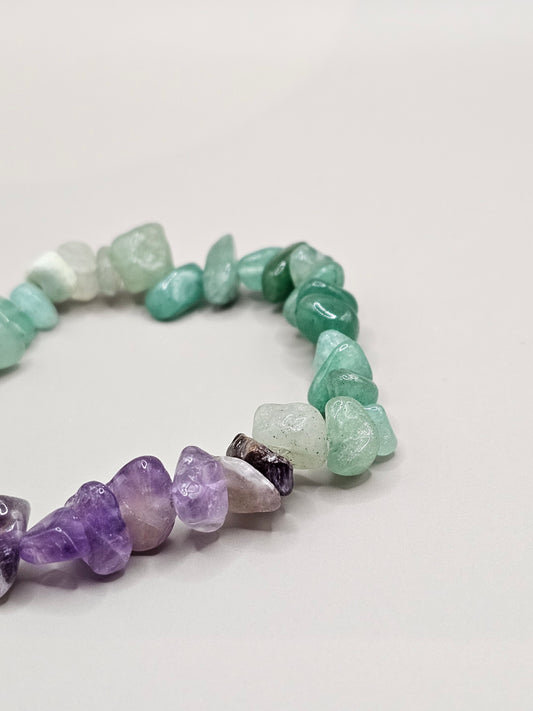 Amethyst & Aventurine Chip Bracelet