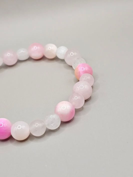 Pink Witch Bracelet - Jade, Rose Quartz, & Mother of Pearl