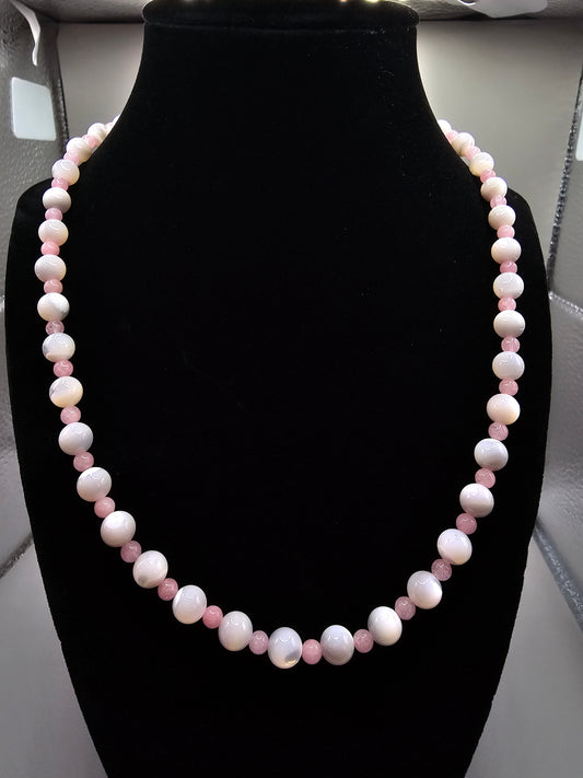 Pink Witch Necklace - Mother of Pearl & Quartzite