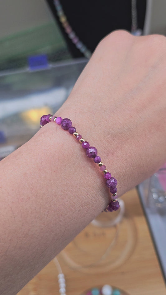 Ruby & Pink Tourmaline Bracelet | Natural Crystal Bracelet for Love, Confidence & Heart Healing