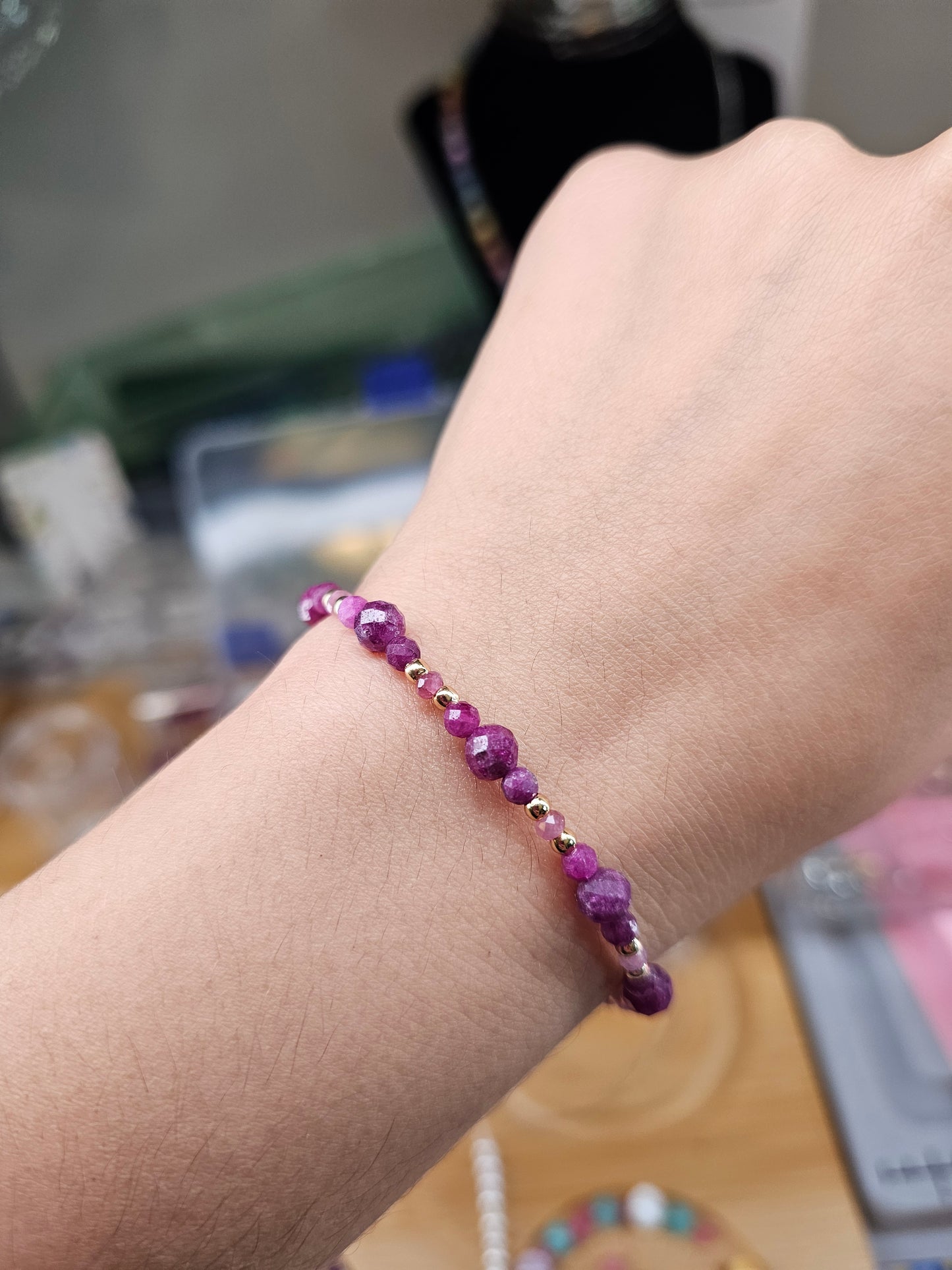 Ruby & Pink Tourmaline Bracelet | Natural Crystal Bracelet for Love, Confidence & Heart Healing