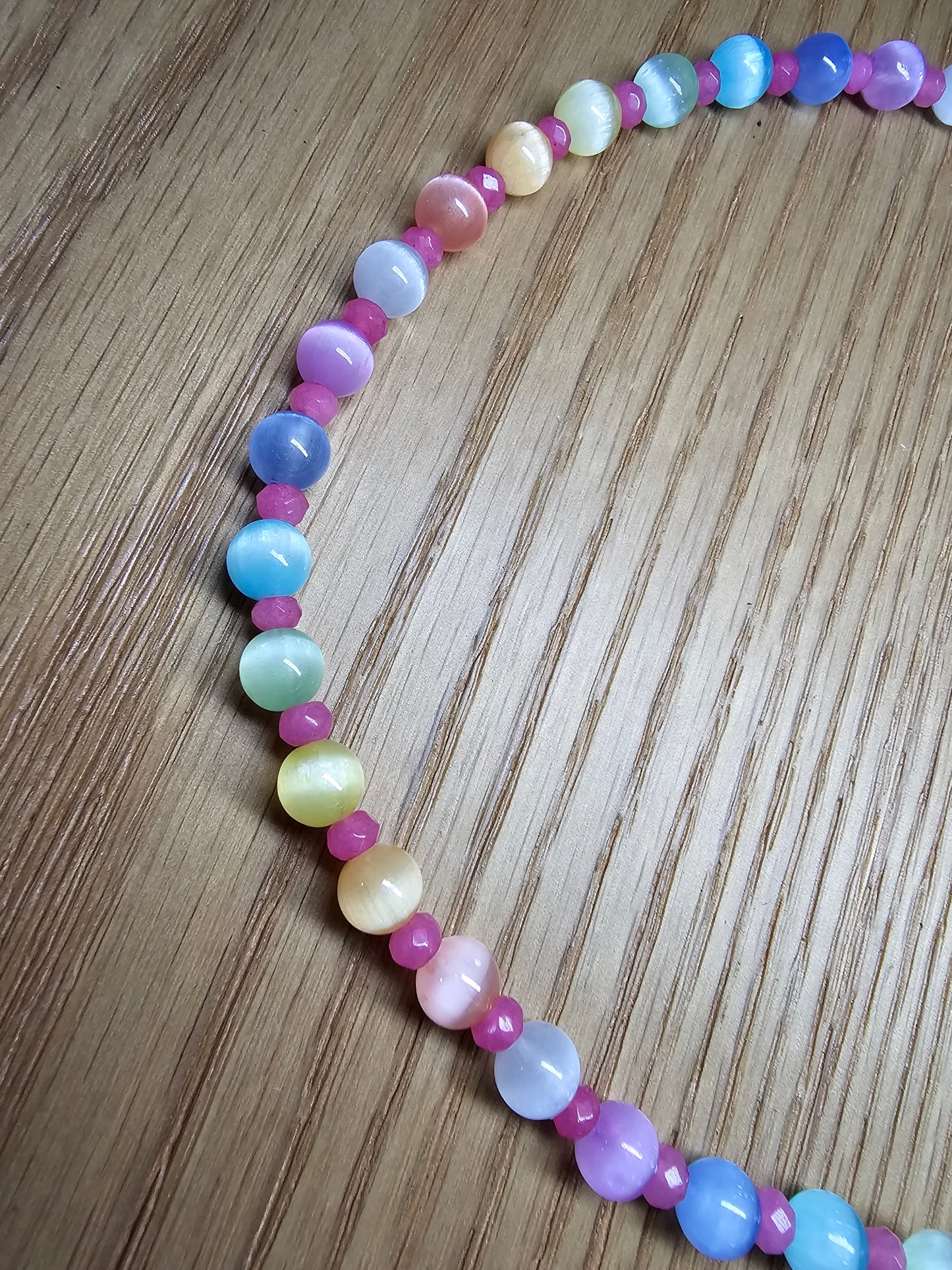 Manifestation Crystal necklace with Selenite, Quartz, and Green Aventurine