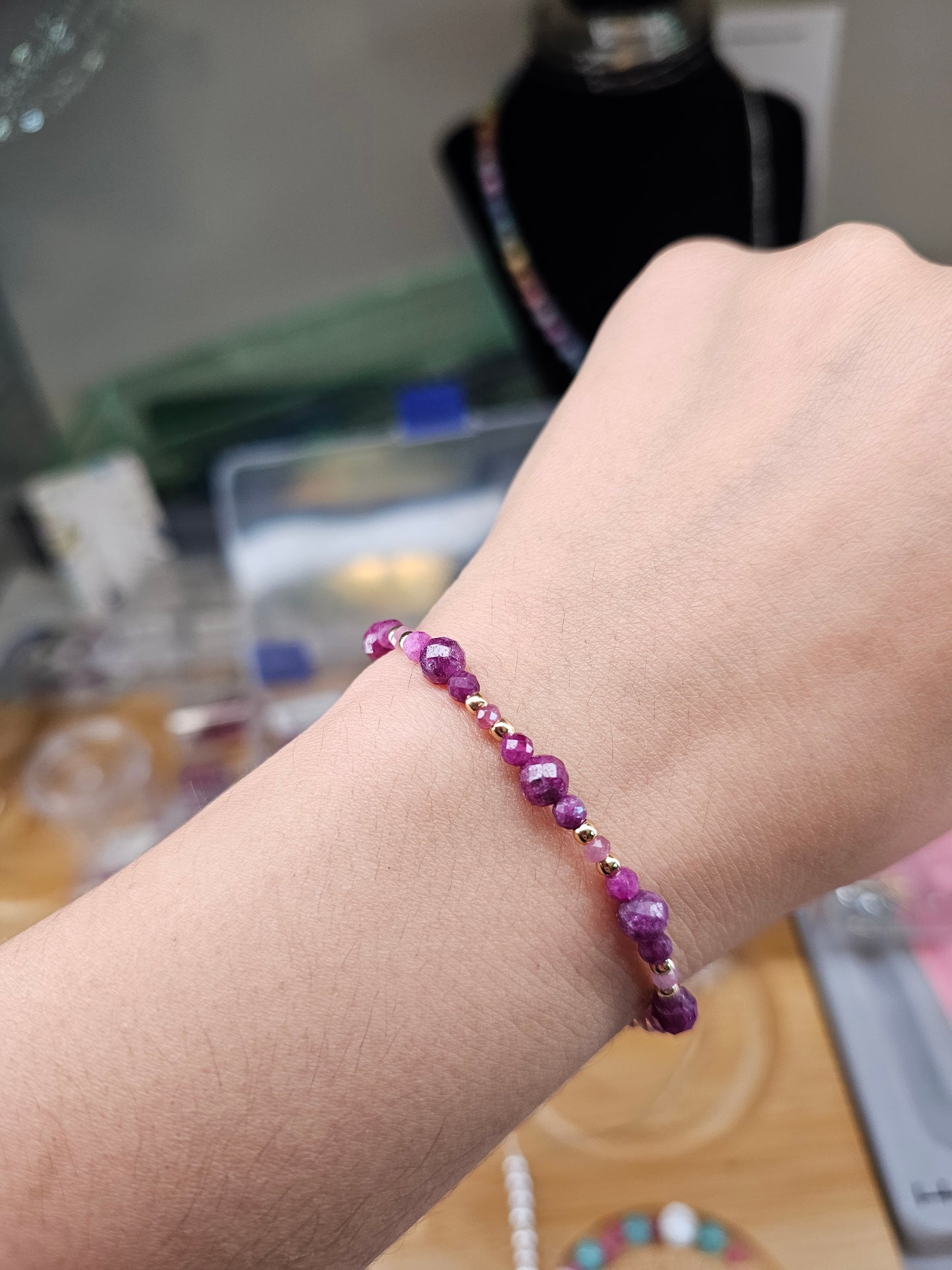 Ruby & Pink Tourmaline Bracelet | Natural Crystal Bracelet for Love, Confidence & Heart Healing